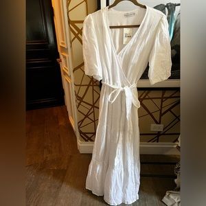 Faithfull the brand white linen wrap dress
